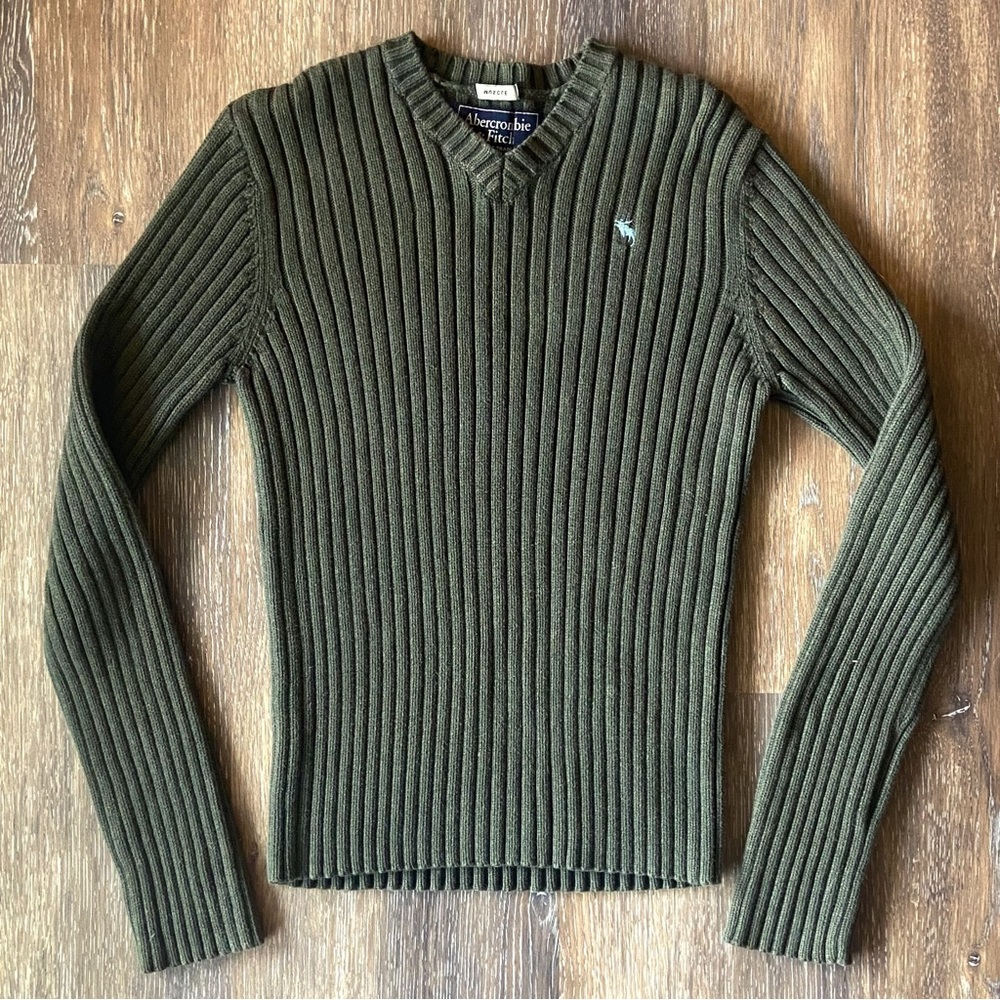 Y2K moose logo Abercrombie & Fitch green medium mens sweater